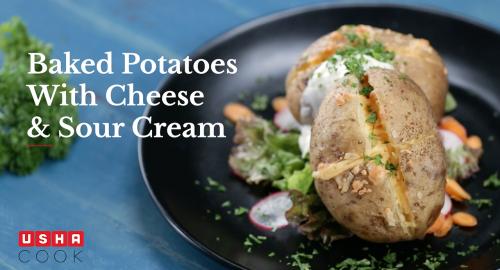 Baked Potatoes with Cheese and Sour Cream recipe video | Usha Cook