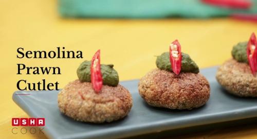 Semolina Prawn Cutlet recipe video | Usha Cook